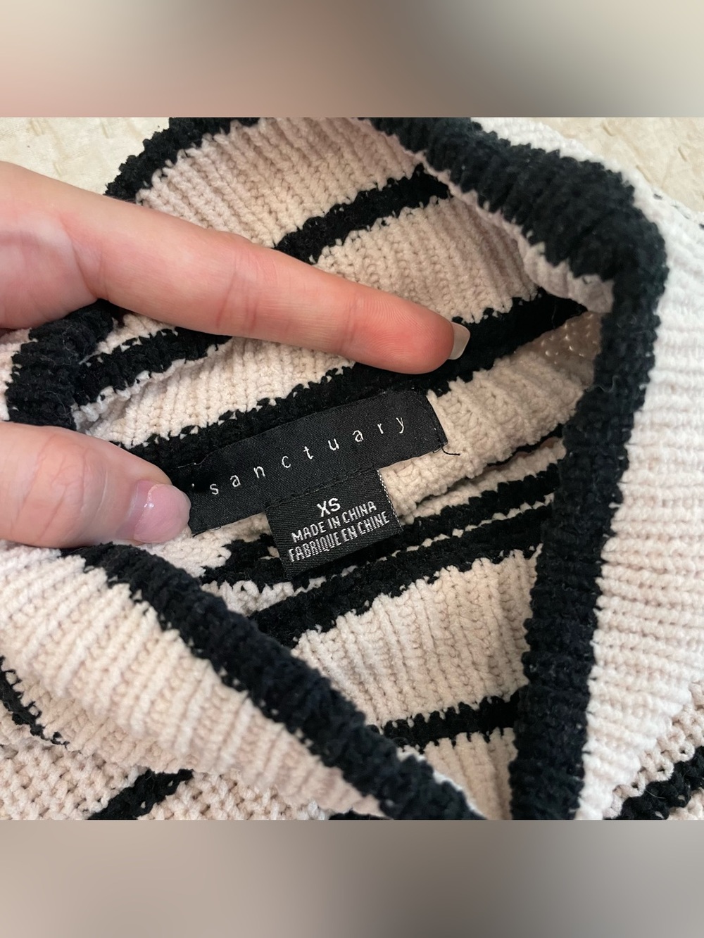 Sanctuary Black and White Striped Turtleneck Sweater - Picture 6 of 8